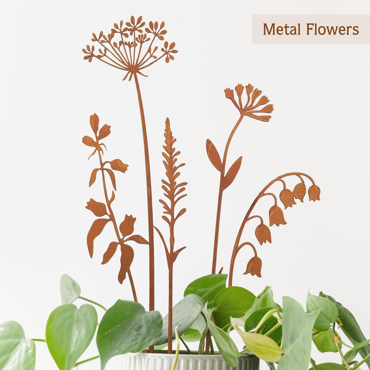 OUUJUOZ metal flowers showcase rusted look for year-round garden interest