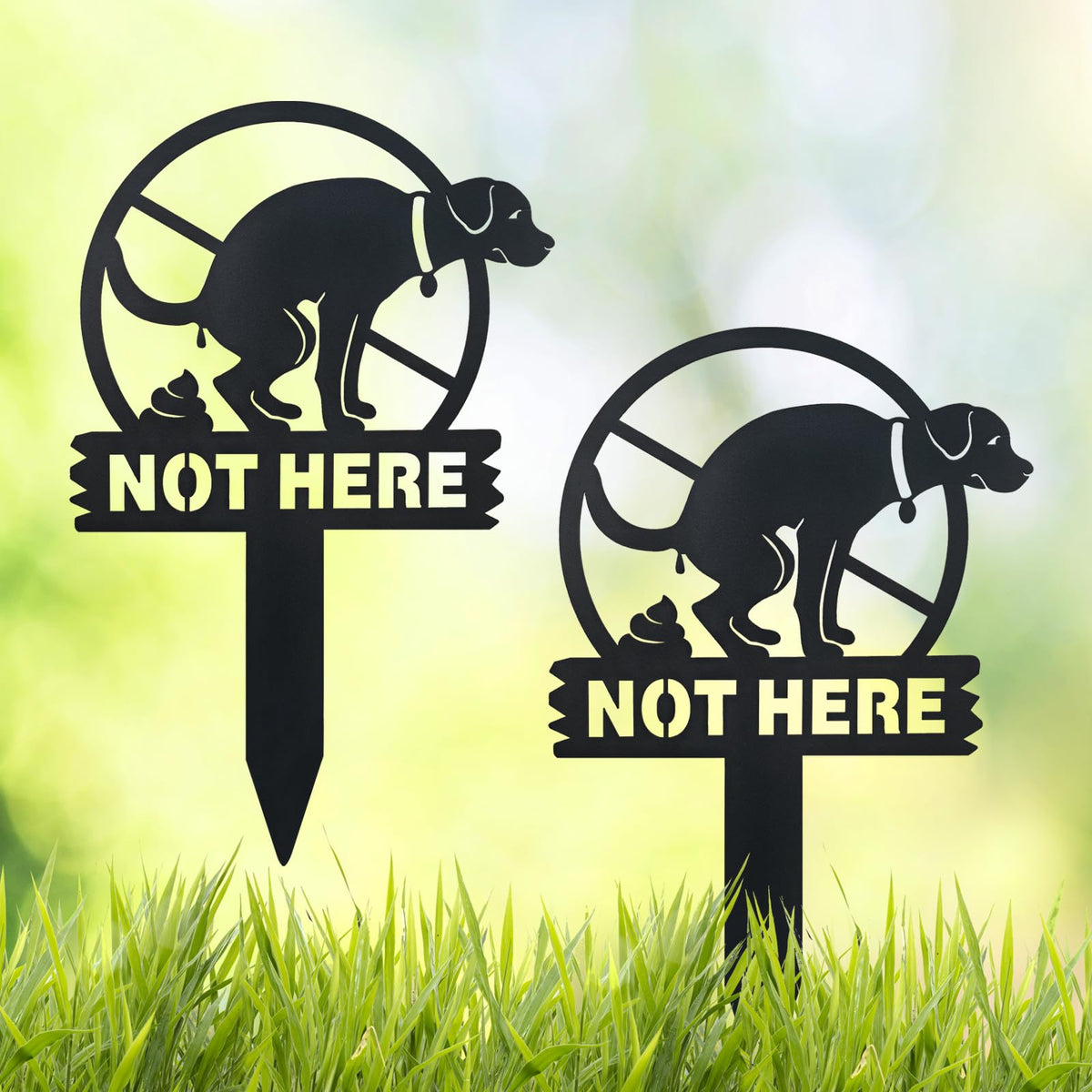 OUUJUOZ No Dog Poop Sign yard stake front view for a tidy garden.