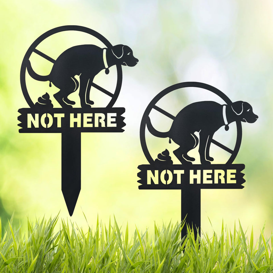 OUUJUOZ No Dog Poop Sign yard stake front view for a tidy garden.