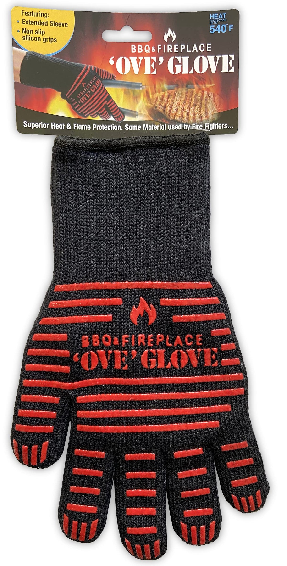 Ove Glove BBQ demonstrates heat-resistant material up to 540°F