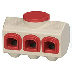 OverEZ Chicken Feeder 50-pound capacity showing large storage and reduced waste.