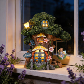 Ovewios durable resin statue withstands year round outdoor use.