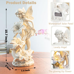 Ovewios fairy angel figurine adds delicate outdoor charm to any yard