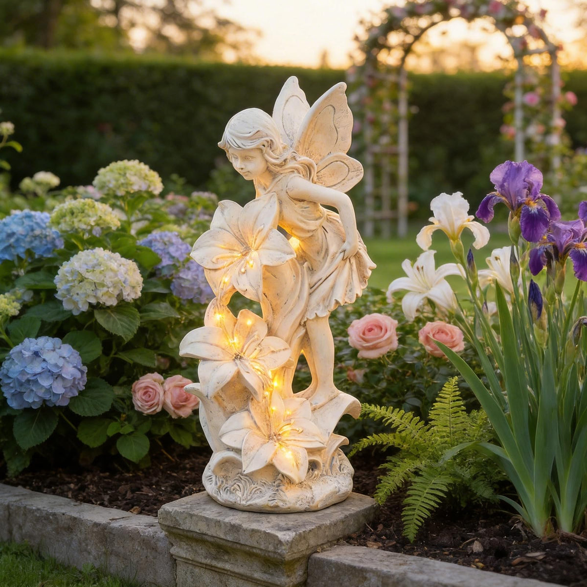 Ovewios garden yard lawn ornament creates a serene outdoor focal point