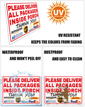 Ovyxely aluminum delivery sign designed for outdoor use and corrosion resistance.