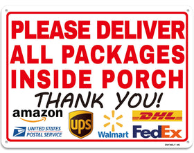 Ovyxely delivery sign porch notice, highly visible for drivers.