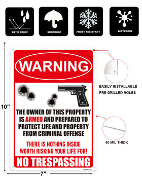 Ovyxely Gun Warning Aluminum Sign: high-visibility outdoor notice for entry points.