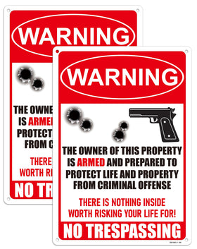 Ovyxely No Trespassing Sign Armed Protection: clear security messaging for doors and gates.