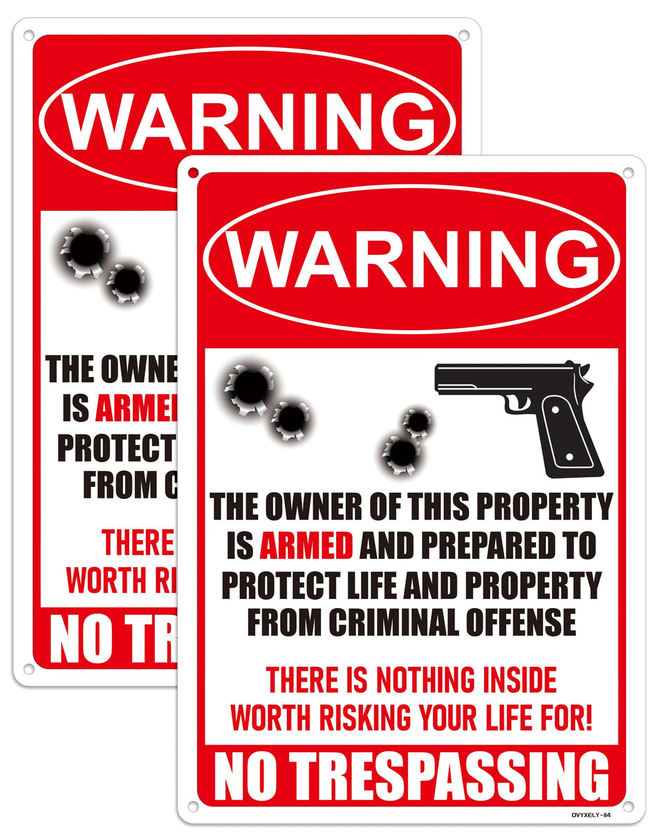 Ovyxely No Trespassing Sign Armed Protection: clear security messaging for doors and gates.