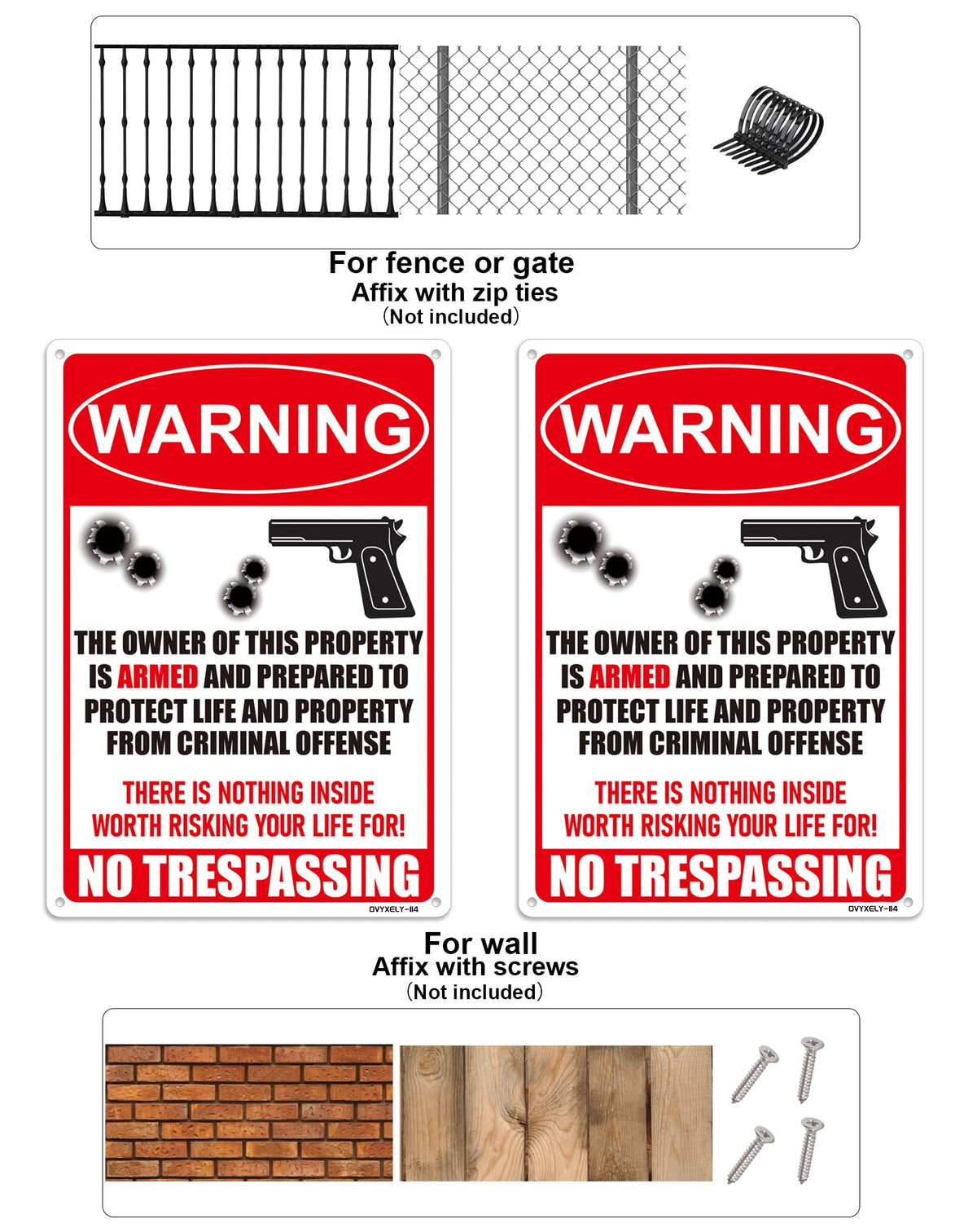 Ovyxely Protected by Armed Sign: enhances property awareness and safety.