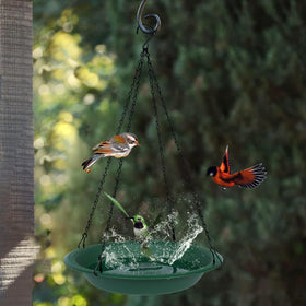 OVZILKI multi-use bath and feeder supports water and seed for birds.