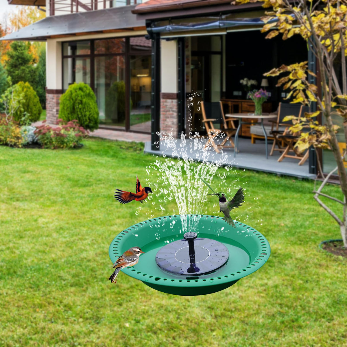 OVZILKI easy-clean metal bird bath simplifies maintenance.