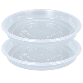 OVZILKI pack of 2 14-inch plant saucers catching drainage to protect floors.