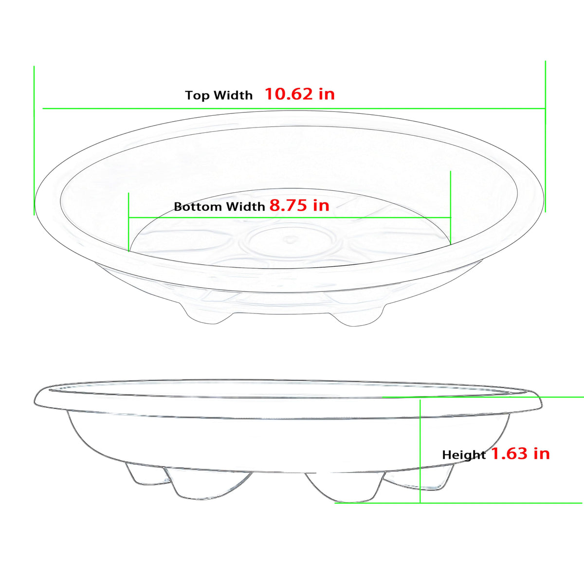 OVZILKI plant saucer bottom view highlights deep, sturdy base
