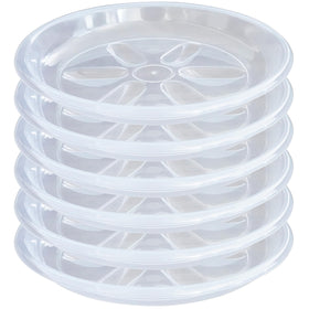 OVZILKI plant saucer top view shows a clear 10-inch tray catching runoff