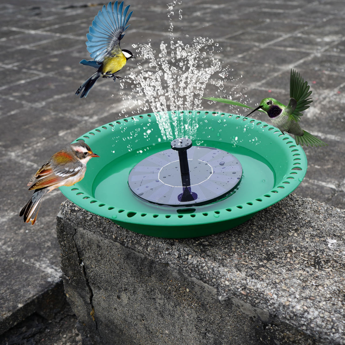 OVZILKI rust-proof chains bird bath stays sturdy in any tree.