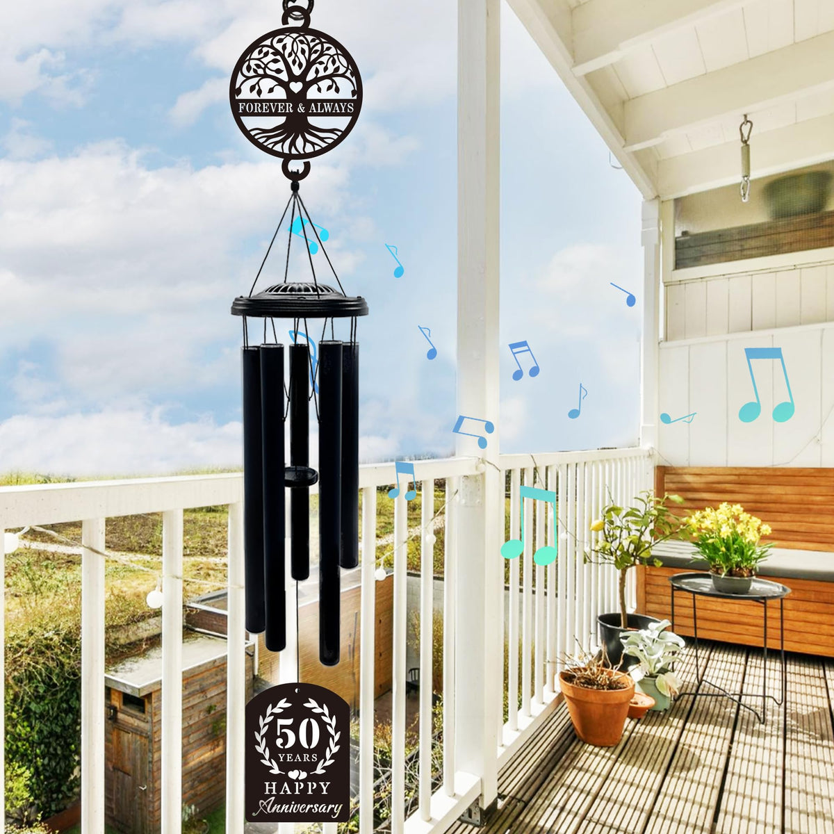 OWFCBEI 50th anniversary wind chime for garden or patio.