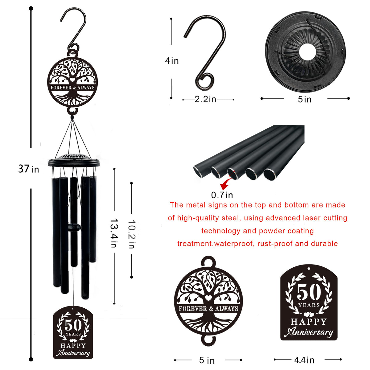 OWFCBEI Golden anniversary chime emits gentle resonant tones.