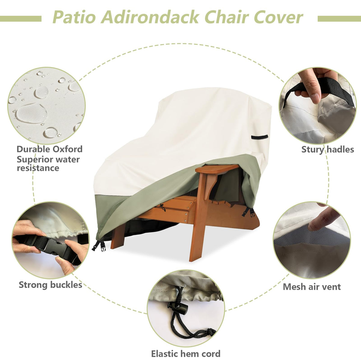 Owlcover chair cover, handles visible, easy on/off in seconds.