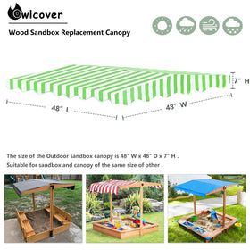 Owlcover green top cover on a sandbox showing a compact, all-weather shield