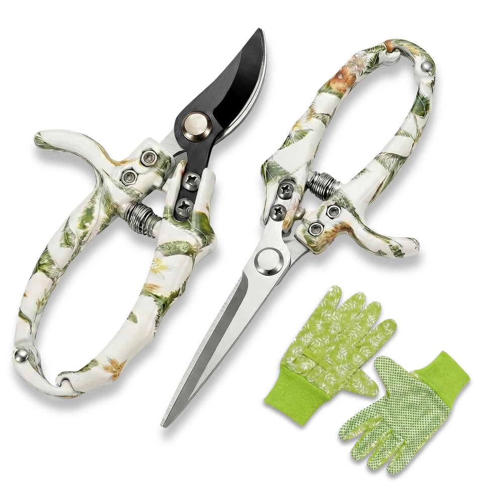 OWLDACIOUS pruning bypass pruner with SK5 blade delivers clean cuts on woody stems.
