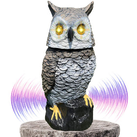 Owlery Brown Solar Owl front view highlights natural coloring for outdoor decor