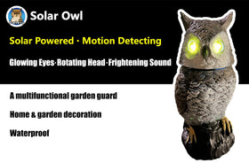 Owlery Brown Solar Owl silent mode for quiet evenings outside