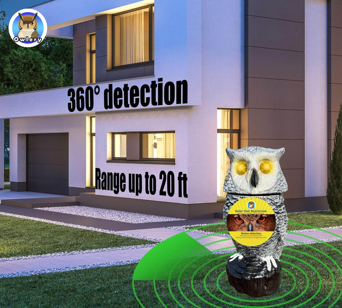 Owlery Snowy Solar Owl hoots add realistic wildlife ambience when enabled.