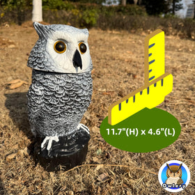 Owlery Snowy Solar Owl spins its head to mimic natural predator movements.