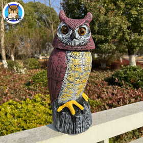 Owlery Solar Owl Guard hand-painted finish enhances garden realism.
