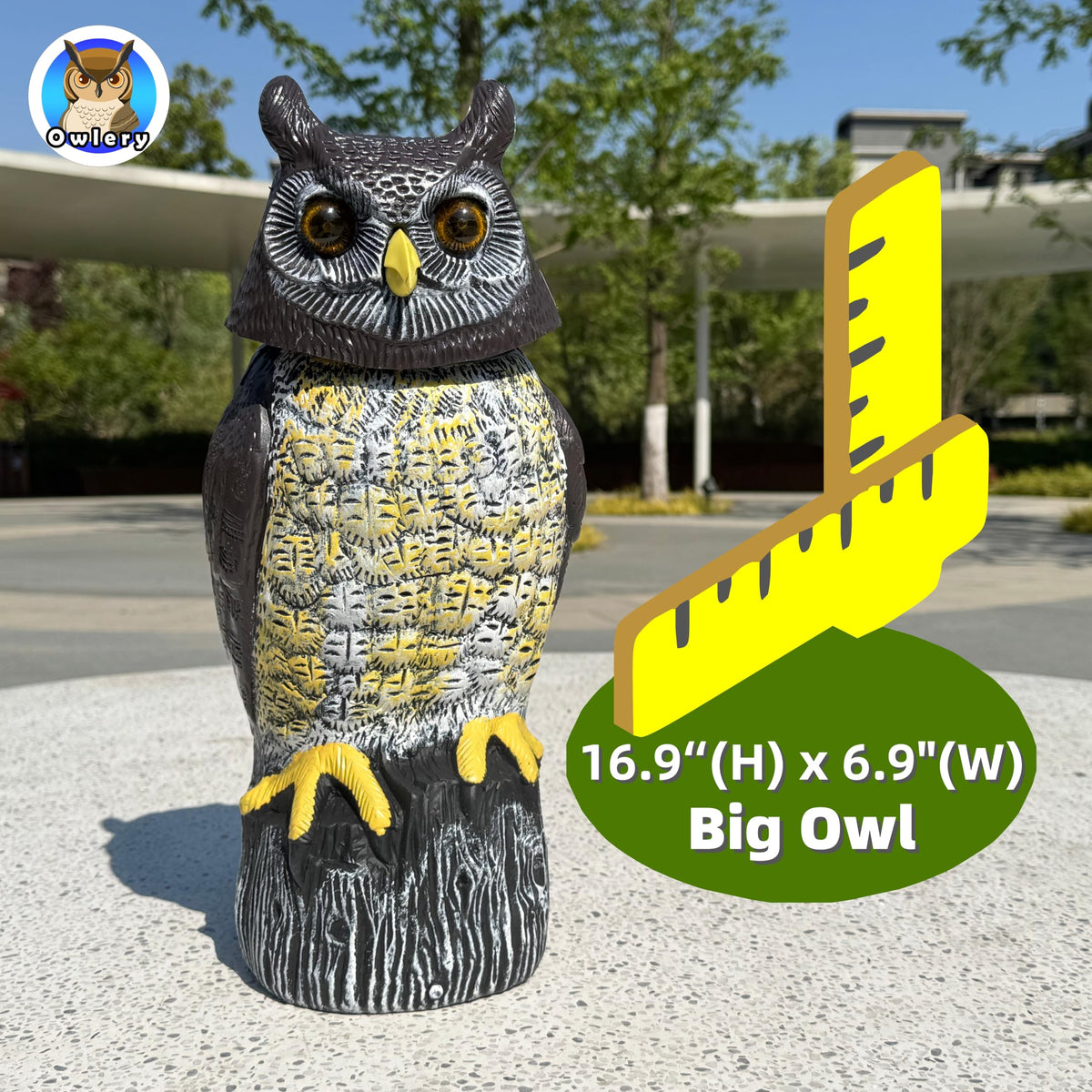 Owlery solar owl silent mode for quiet outdoor ambiance.