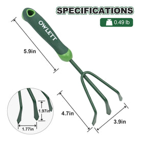 Owlett hand cultivator with ergonomic TPR handle for comfortable extended use