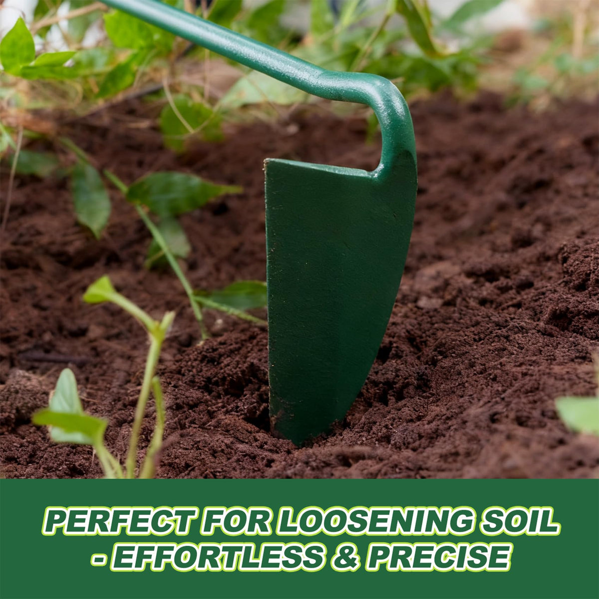 Owlett carbon steel blade close-up emphasizes durability in wet garden conditions.