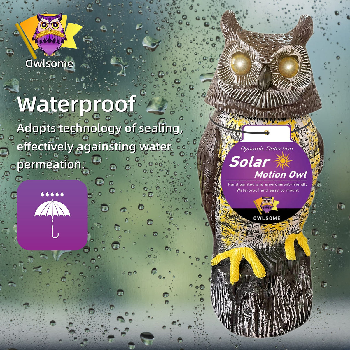 Owlsome Solar Owl emits a soft hoot for atmospheric outdoor evenings.