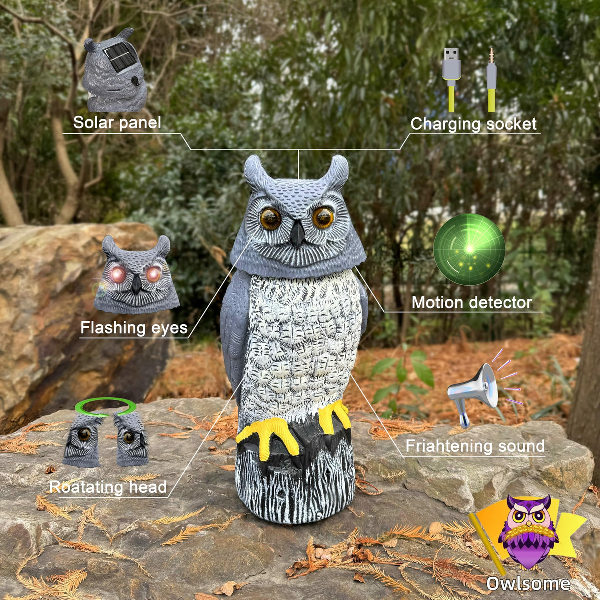 Owlsome Solar Owl silent mode mutes sounds while keeping lights on.
