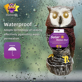 Owlsome solar red owl rotates its head for lifelike movement.