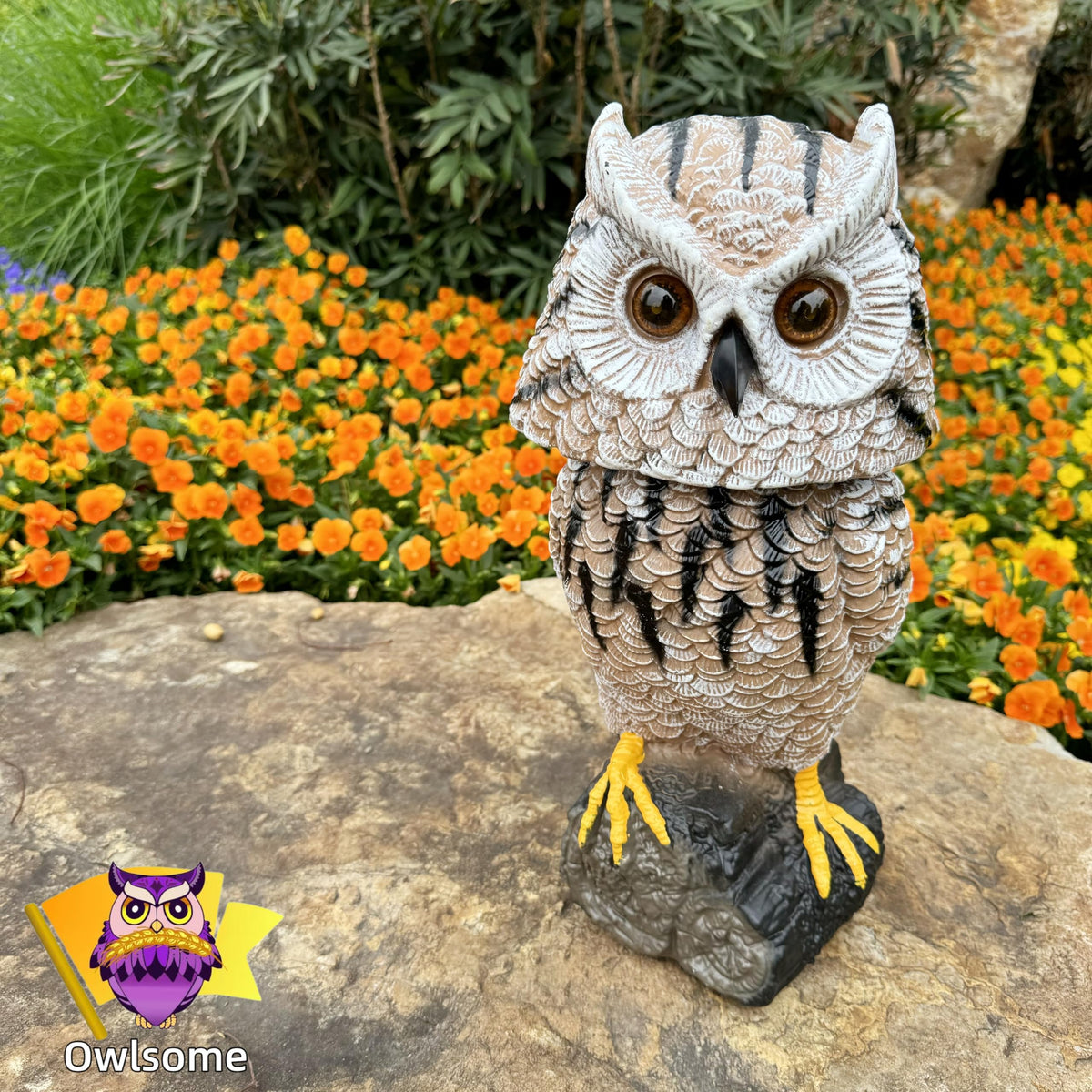 Owlsome Solar Tiger Owl in silent mode preserves neighbor peace while active