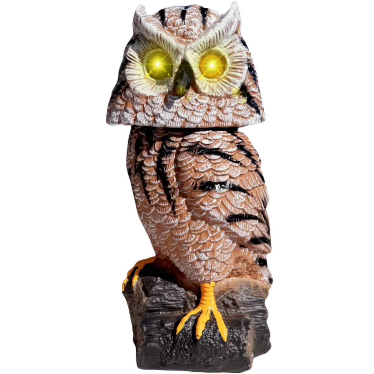 Owlsome Solar Tiger Owl charges in sunlight for maintenance-free garden lighting