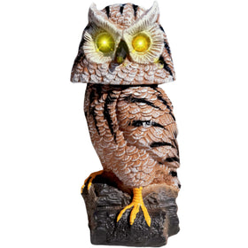 Owlsome Solar Tiger Owl charges in sunlight for maintenance-free garden lighting