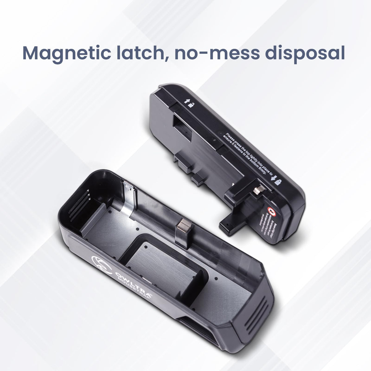 Lid with magnetic latch showing no-mess disposal on OWLTRA OW-2