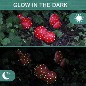 OwMell glow mushrooms hanging on a tree with nails for easy outdoor decoration.