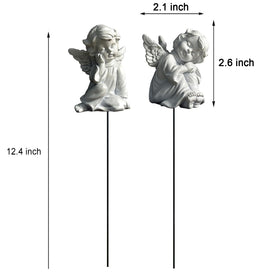 OwMell set of 2 white angel stakes complements memorial and garden displays.