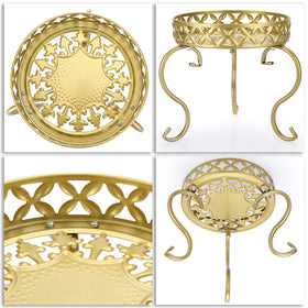 OwnMy round iron plant stand, retro pattern shown in corner display.