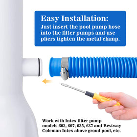 Ownwhim pump hose designed to fit Intex models for flexible setups.