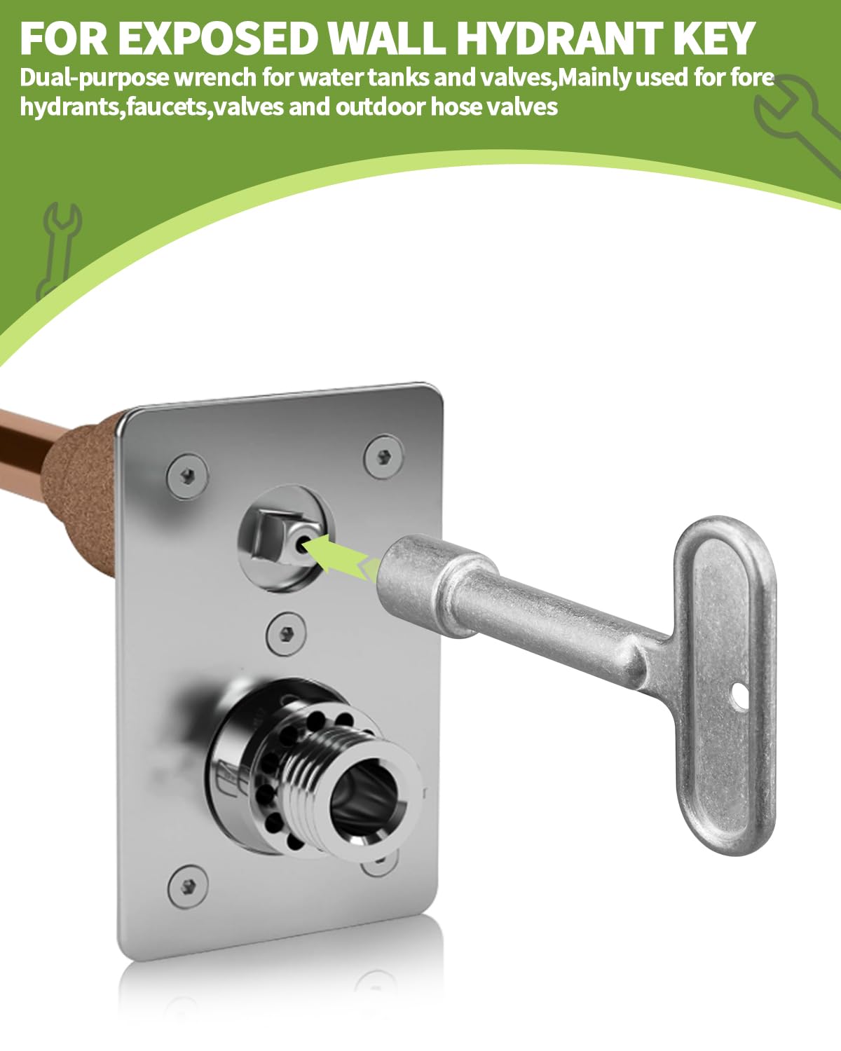 OXDFK metal hydrant key with rust resistant finish in outdoor setting