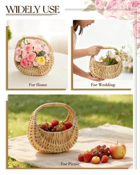 OXDFK mini wicker basket suitable for garden or porch decor.