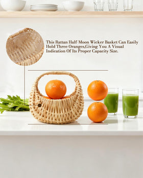 OXDFK rattan half moon basket showing DIY decorating potential.