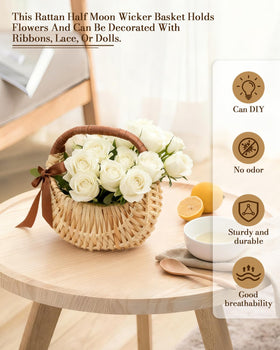 OXDFK rattan half moon basket used as flower girl prop.