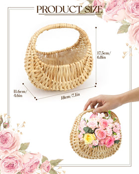 OXDFK rattan half moon basket with wedding flowers display.