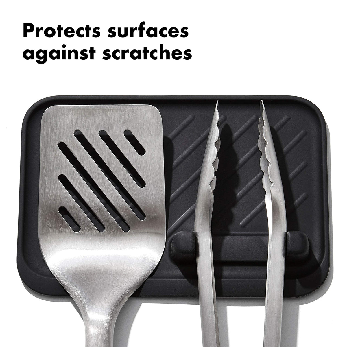 OXO Good Grips Grilling Tools Rest silicone material withstands heat and cleans easily.